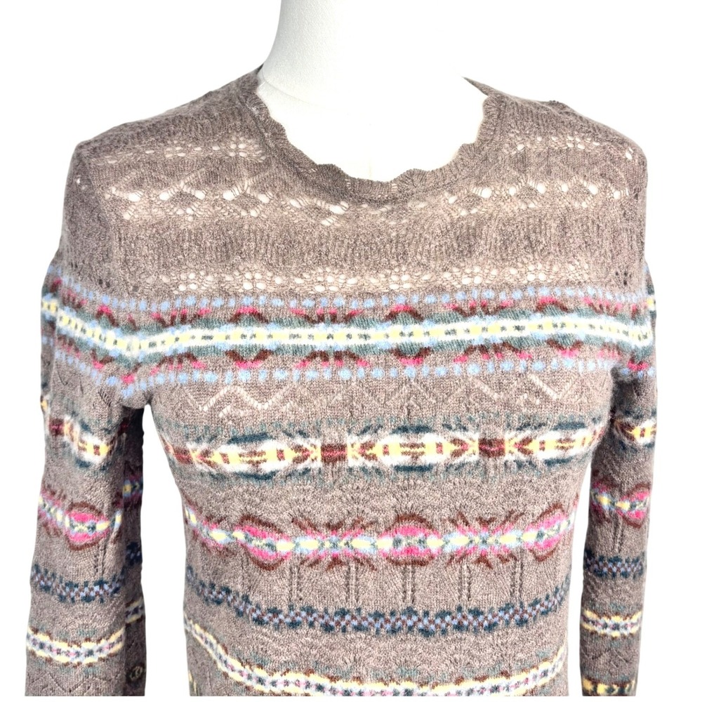 Polo Ralph Lauren Fair Isle Sweater Crochet Knit Southwestern Wool Cashmere M - Picture 4 of 13
